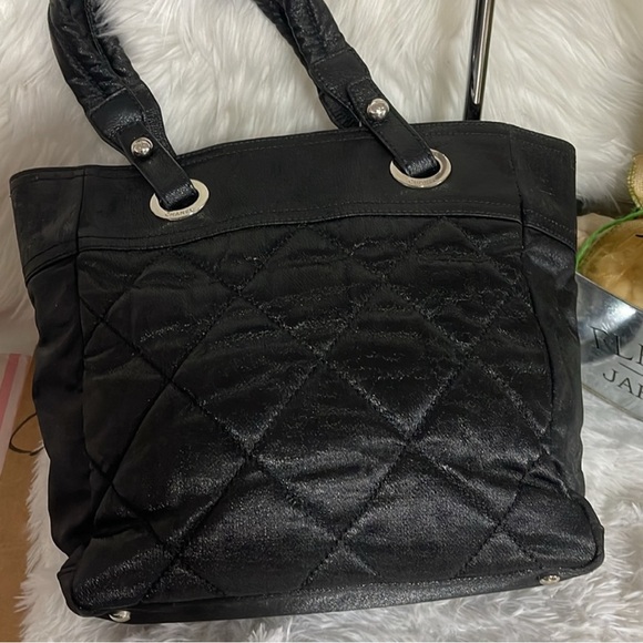 Chanel Paris Biarritz Tote PM Black Coated Canvas Leather Women's Tote B… - Picture 6 of 13